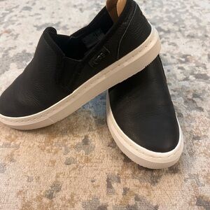 UGG Black Leather Slip-On Shoes
